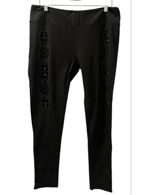 Harley Davidson NWT Black Velvet Design Leggings Women's Size XL Logo Workout